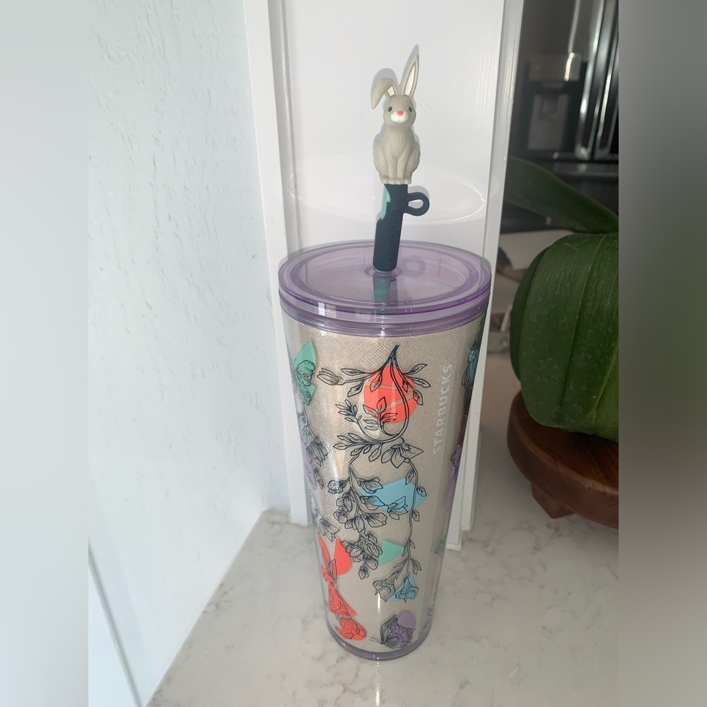 NWOT Starbucks 2024 Spring Easter Butterfly 🦋 Rabbit Tumbler with Purple Lid - Picture 3 of 4